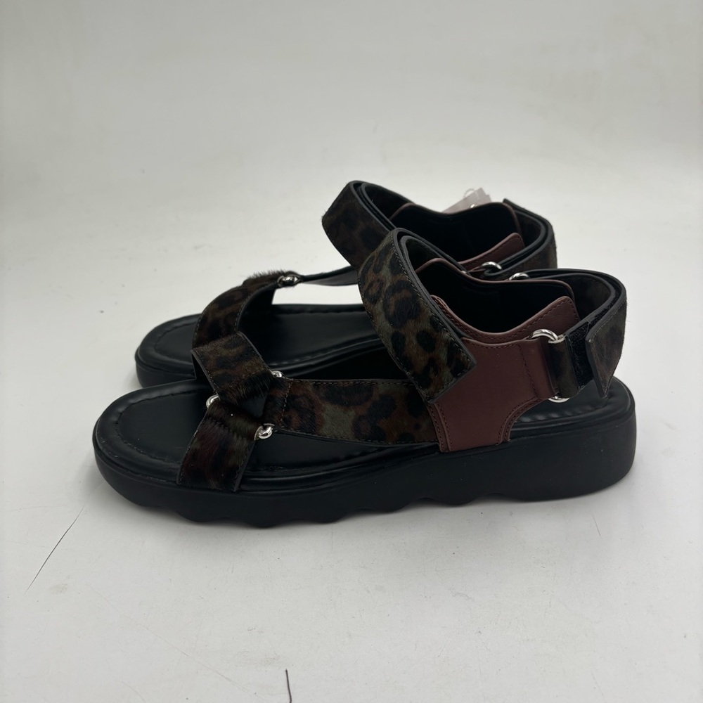 NEW Aerosoles Women’s 10.5 Calf Hair Green Leopard Cat Print Strappy Sandals